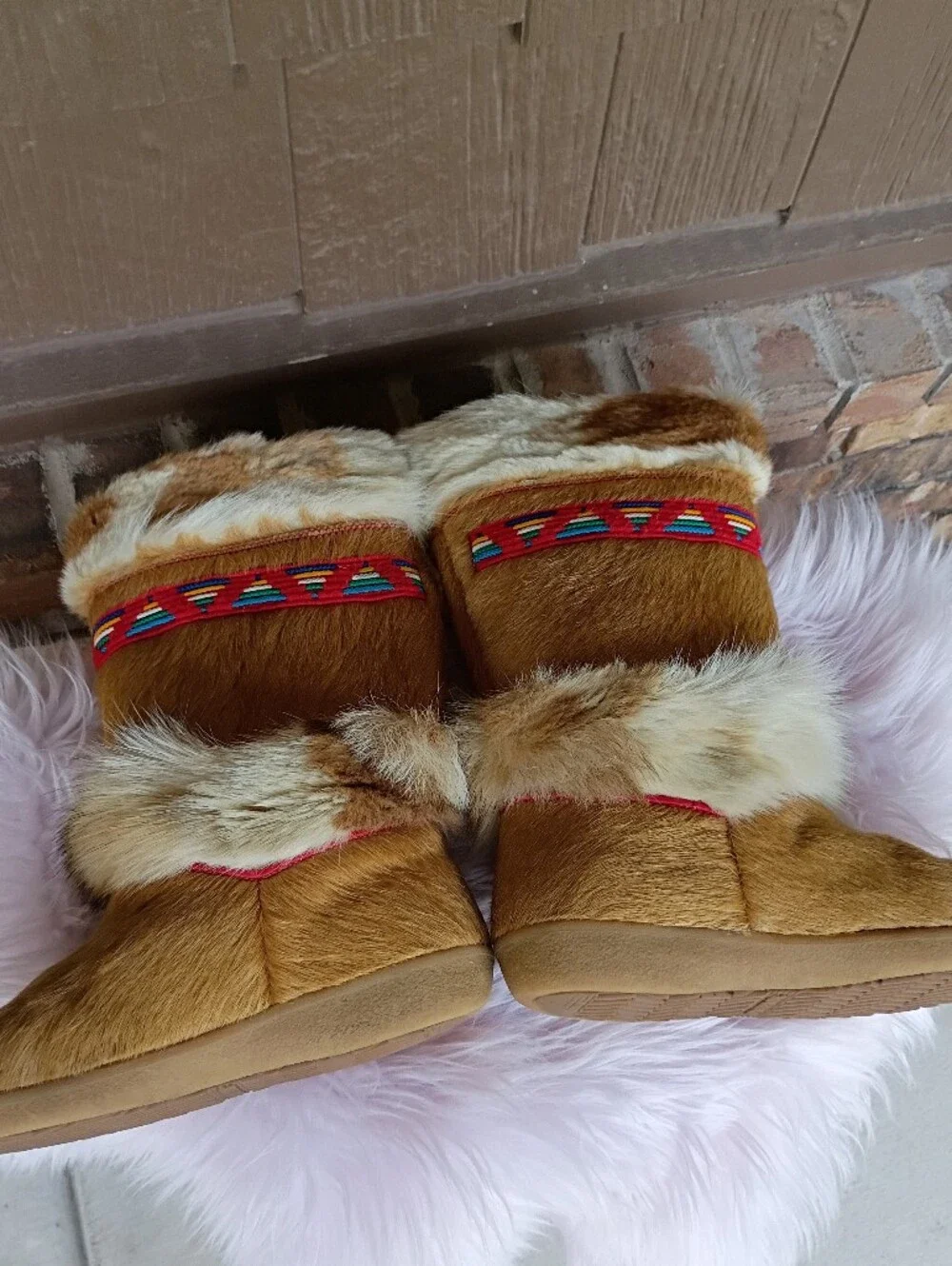 Tecnica Southwestern Apres Ski Goat Hair Fur Winter Snow Boots Made in Italy 42